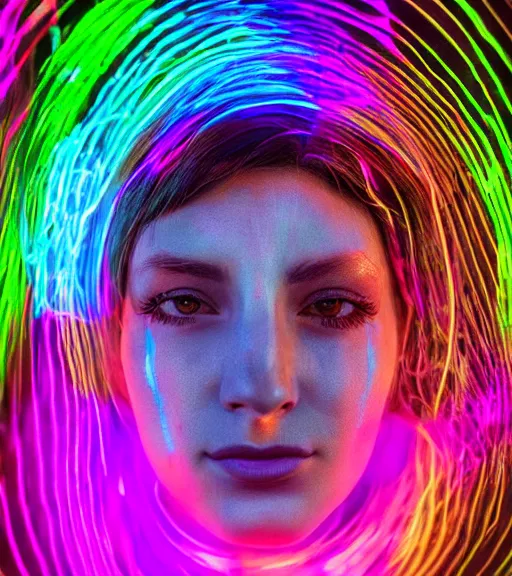 Image similar to lightpainting luminescent portrait, diffuse luminescent lightpainting, intricate wiccan spectrum lightpainting, elegant light, highly detailed zen prisms, lifelike, fully photorealistic, artstation, luminescent beautiful concept art, smoothened, sharp luminescent focus, sharp art by michael bosanko