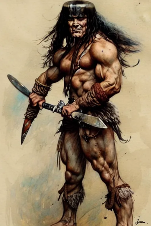 Image similar to (((((1950s conan the barbarian . muted colors.))))) by Jean-Baptiste Monge !!!!!!!!!!!!!!!!!!!!!!!!!!!