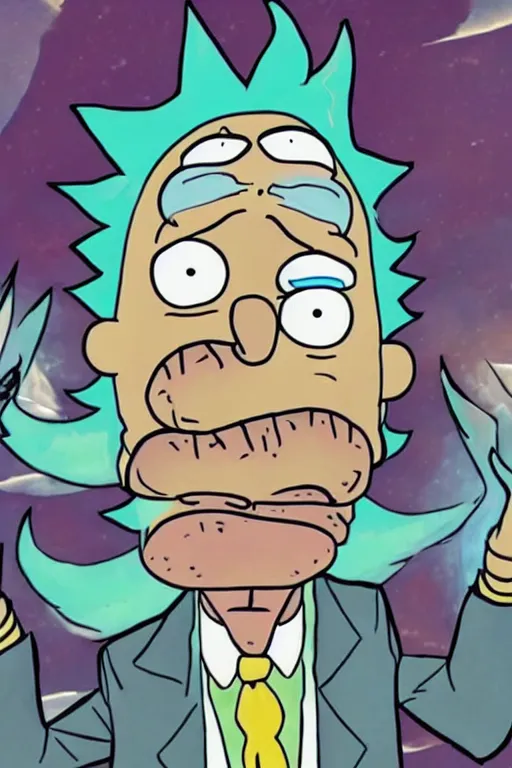 Prompt: a cross between rick sanchez and morty