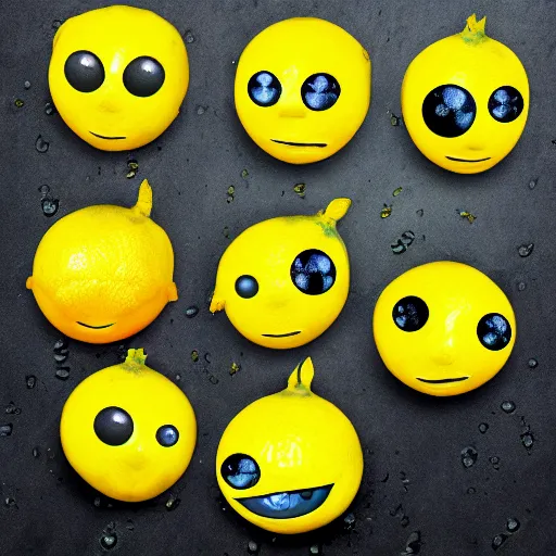 Image similar to lemon with 3rd eye, lemon with 3 eyes, eye in forehead, 3rd eye