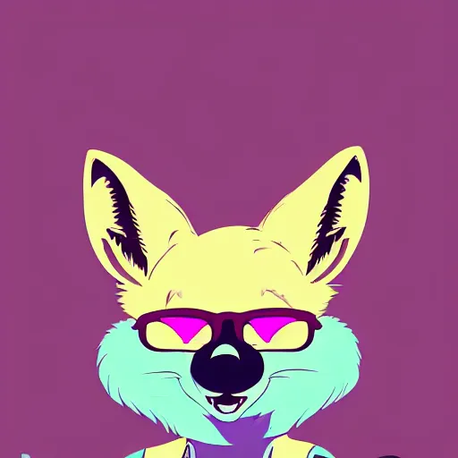 Prompt: fennec fox, neon pink, palm trees, furry, cute, smug facial expression, disney zootopia, zootopia, concept art, aviator sunglasses, smug expression, synthwave style, artstation, detailed, award winning, dramatic lighting, miami vice, digital illustration, 1 0 2 4 x 1 0 2 4 resolution
