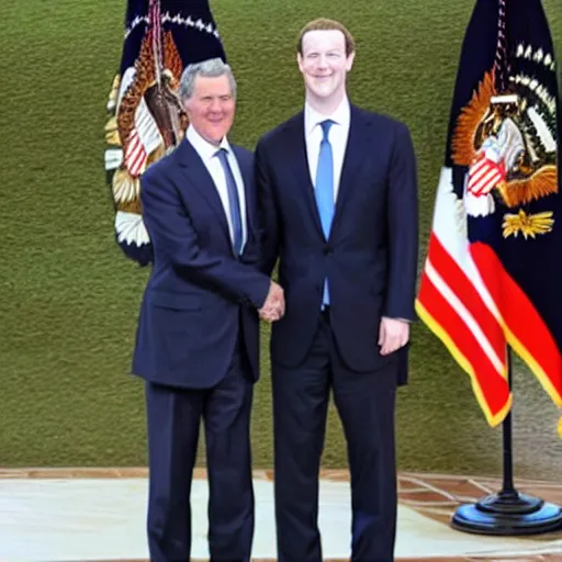 Image similar to mark zuckerberg shaking hands with president george bush