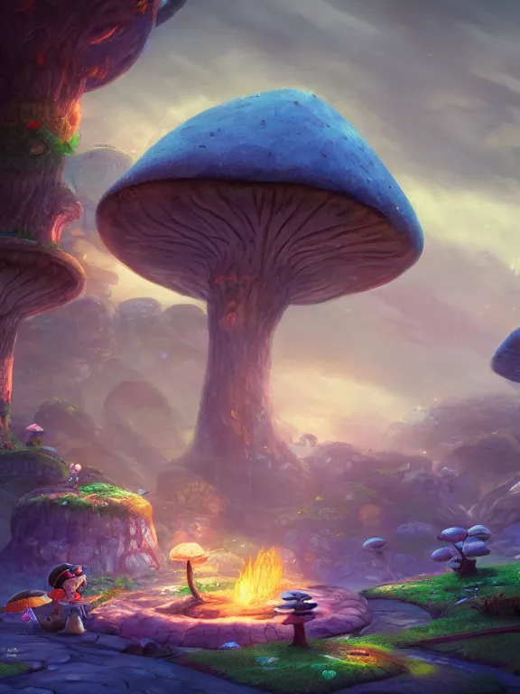 Image similar to female on the mushroom kingdom, fantasy scene,concept art, sharpness, 4k, high detailed, UHD, cinematic lightning, trending on deviantart by wlop and tyler edlin