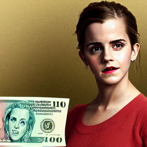 Image similar to emma watson dollar bill