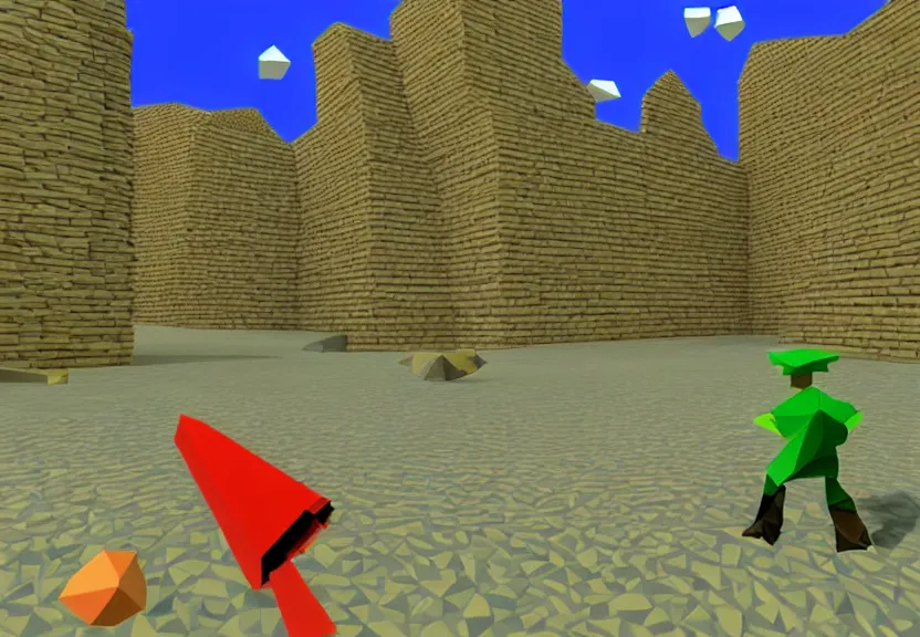 Image similar to ps 1 action platformer video game with 3 d graphics made by salvador dali, retro 3 d, highly detailed, low poly, 9 0 s video game