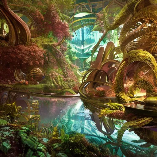 Image similar to river lush alien cinematic geometric 8 k sharp focus sacred by moebius, andreas franke, james christensen, victo nagi, artgerm