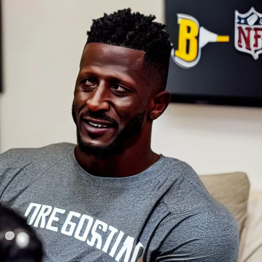 Image similar to nfl wide receiver antonio brown receiving therapy from professional real life, 8 k, 4 k uhd, realistic, hyper realistic, super detailed, very detailed, detailed