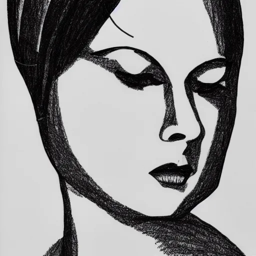 Prompt: continuous single line spiral - drawing of mary louise brooks, pen on white paper