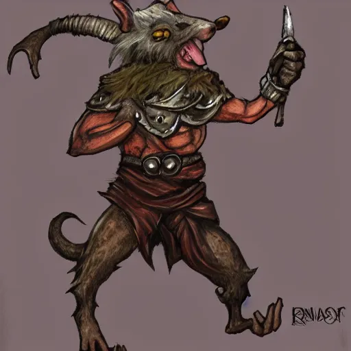 Prompt: rat beastmen thief. fantasy style art