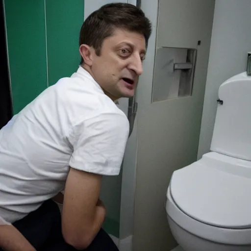 Image similar to Zelensky flushes himself in the toilet