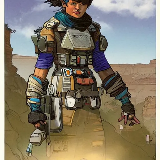 Prompt: wattson. Apex legends. Concept art by James Gurney and Mœbius.