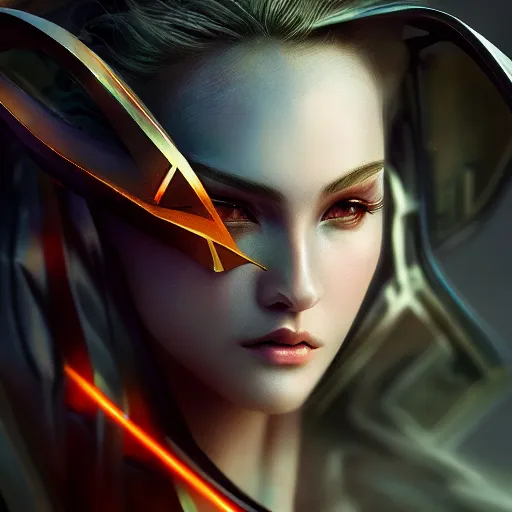 Image similar to A sorcerer wielding a futuristic super weapon, bust shot, smooth, intricate, elegant, power aura, digital painting, artstation, concept art, high tech fantasy, sharp focus, illustration, art by Zhang Jingna-H 640