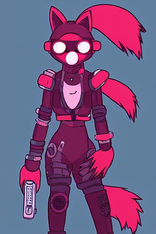 Image similar to a cute cyberpunk anthropomorphic fox with a fluffy tail, comic art, trending on furaffinity, cartoon, kawaii, backlighting, furry art!!!, cel shading, concept art, poster art