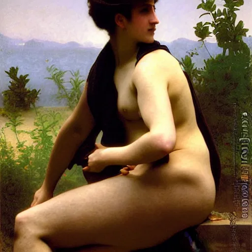 Prompt: solarpunk portrait of a butch woman by william adolphe bouguereau