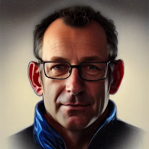 Image similar to beautiful portrait of hockey coach Malarchuk, fantasy, intricate, elegant, highly detailed, digital painting, artstation, concept art, smooth, sharp focus, luxury fashion illustration, art by artgerm and greg rutkowski and alphonse mucha, brightly lit cinematic soft lighting, photorealistic