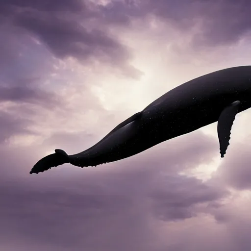 Prompt: a whale flying in the sky, digitalart