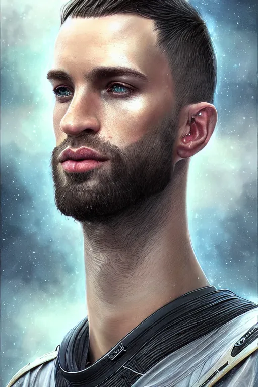 Prompt: epic professional digital art of stunningly handsome male starship helmsman, by leesha hannigan, iris van herpen, artstation, cgsociety, wlop, epic, much wow, much detail, gorgeous, detailed, masterpiece