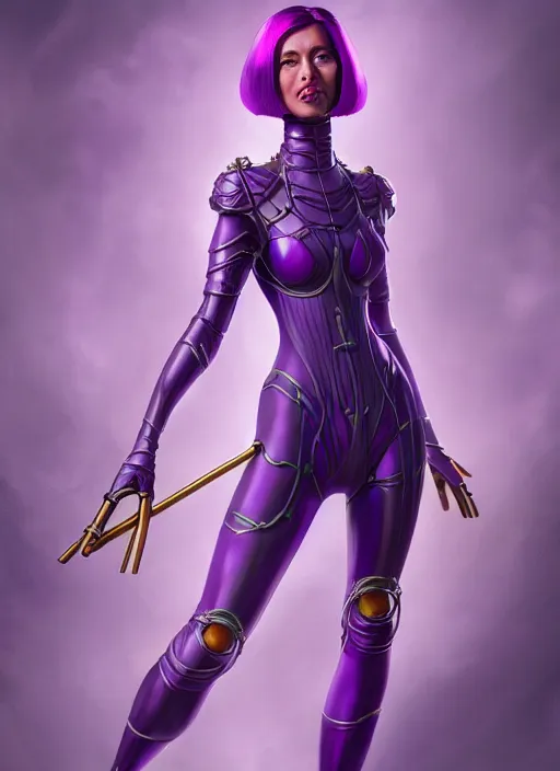 Image similar to full body young woman : : purple galactic obsidian punk : : weta disney pixar movie still photo : : hi - fructose, sci fi, fantasy, decadent highly - detailed digital painting, full length shot, golden ratio, octane render, artstation, smooth, sharp focus, artgerm, mucha, loish, wlop, gogo : :