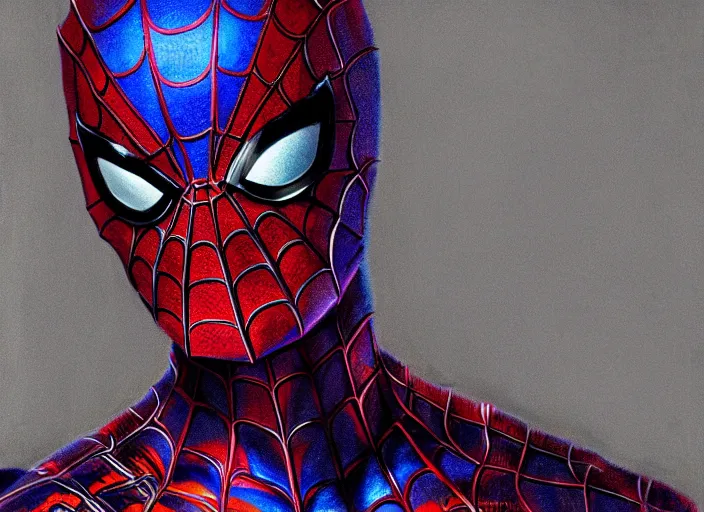 Prompt: a highly detailed terrifying portrait andrew garfield spidey, james gurney, james jean