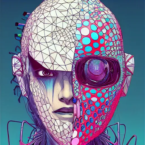 Image similar to a cybernetic mannequin by android jones and conrad roset and takashi murakami, trending on artstation