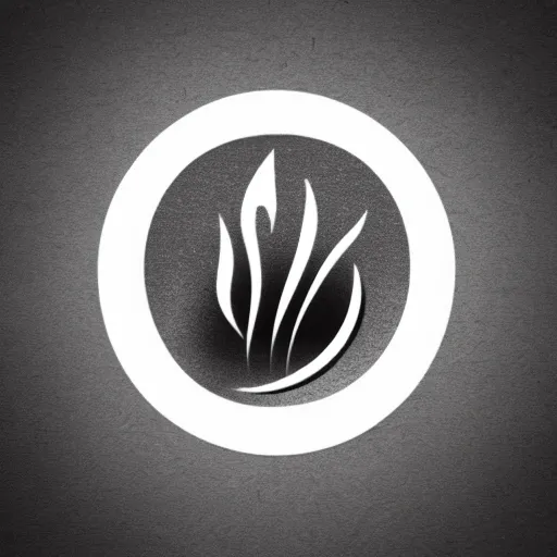 Prompt: high contrast black ink on white paper flame logo vector