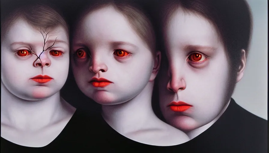 Image similar to the two complementary forces that make up all aspects and phenomena of life, by Gottfried Helnwein