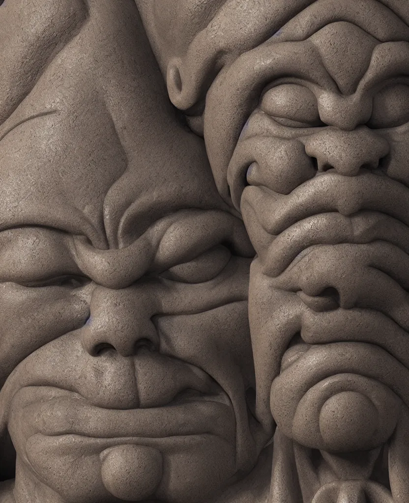 Prompt: ancient japanese, oni iron statue, bust portrait body, kamakura period, hyper realistic, texture details, high fidelity, like arsen asyrankulov, octane render,