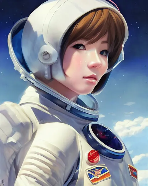 Prompt: portrait Anime astronaut girl cute-fine-face, pretty face, realistic shaded Perfect face, fine details. Anime. realistic shaded lighting by Ilya Kuvshinov Giuseppe Dangelico Pino and Michael Garmash and Rob Rey, IAMAG premiere