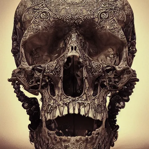 Image similar to portrait_of_a_melting_skull._intricate_abstract._intricate_artwork._by_Tooth_Wu_wlop_beeple_dan_mumford._octane_render_trending_on_artstat