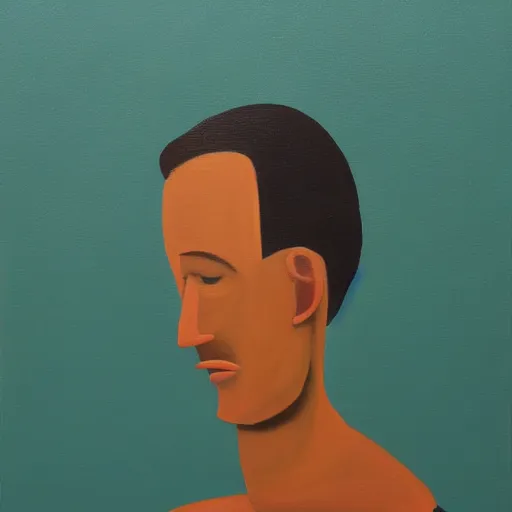 Prompt: an abstract minimalist oil painting. portrait of a man, unknown artist. oil on panel.