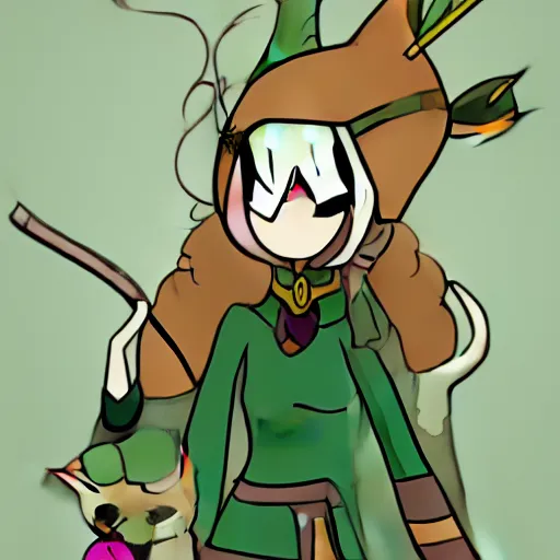 Prompt: huntress wizard from adventure time