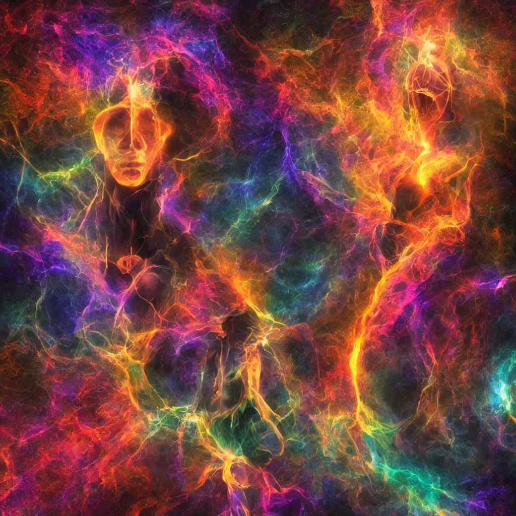 Prompt: My soul transcends the ashes of my body to merge with the blissful dimensionless void
