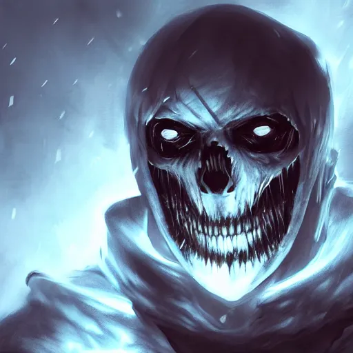 prompthunt: photorealistic fantasy concept art of nightmare horror sans,  dynamic lighting, ambient background, stunning visuals, creepy