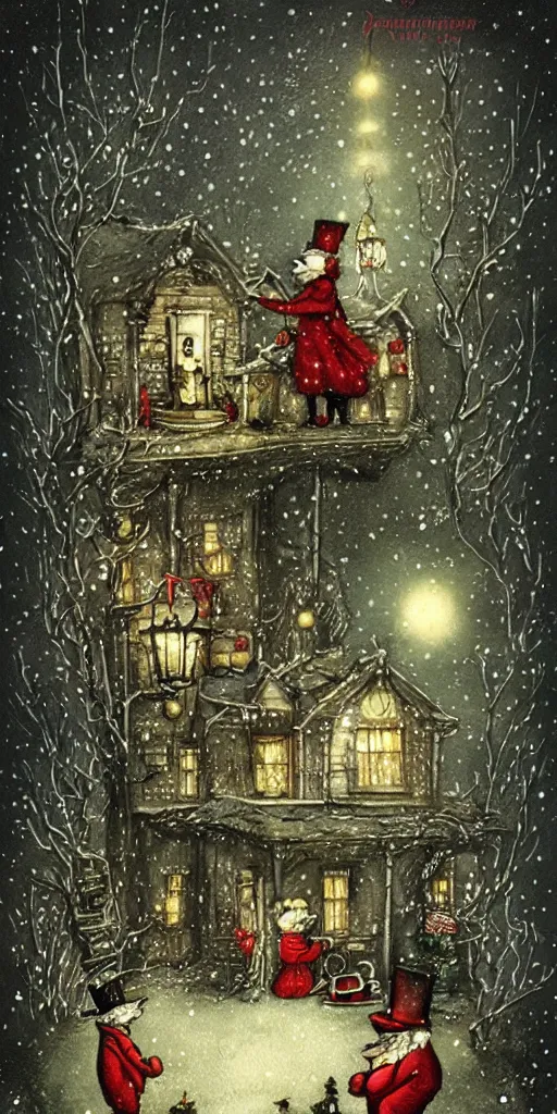 Image similar to a scrooge christmas scene by alexander jansson