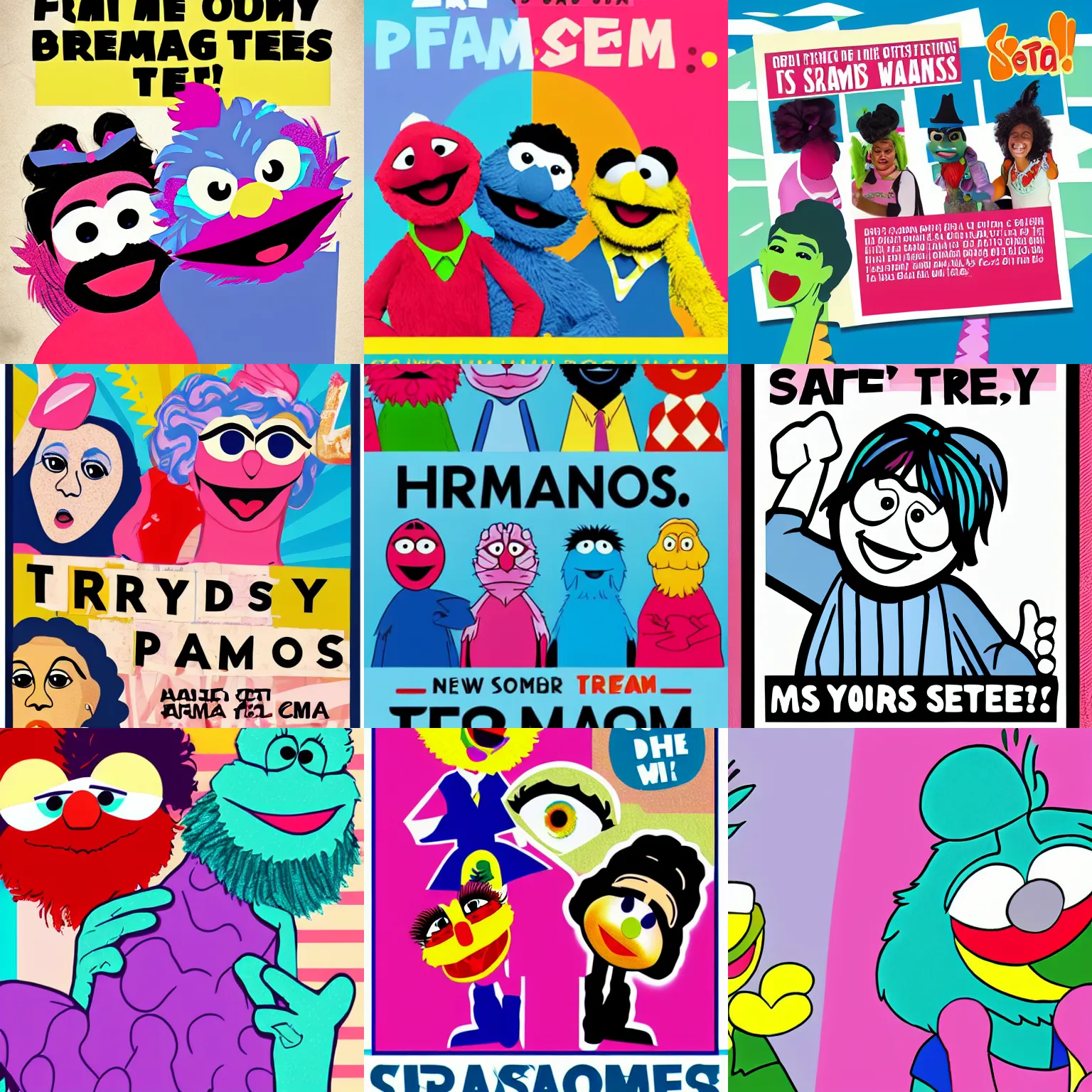 Prompt: trans propaganda poster in the style of sesame street