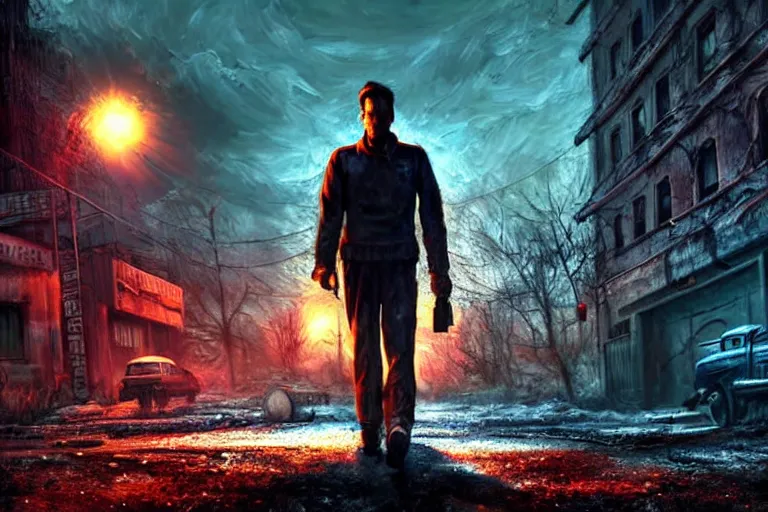 Image similar to fallout 5, jim carrey as protagonist, portrait, outdoors european cityscape, atmospheric lighting, painted, intricate, volumetric lighting, beautiful, daytime, winter, clear weather, mutated wildlife, sharp focus, deep colours, ultra detailed, art by william turner