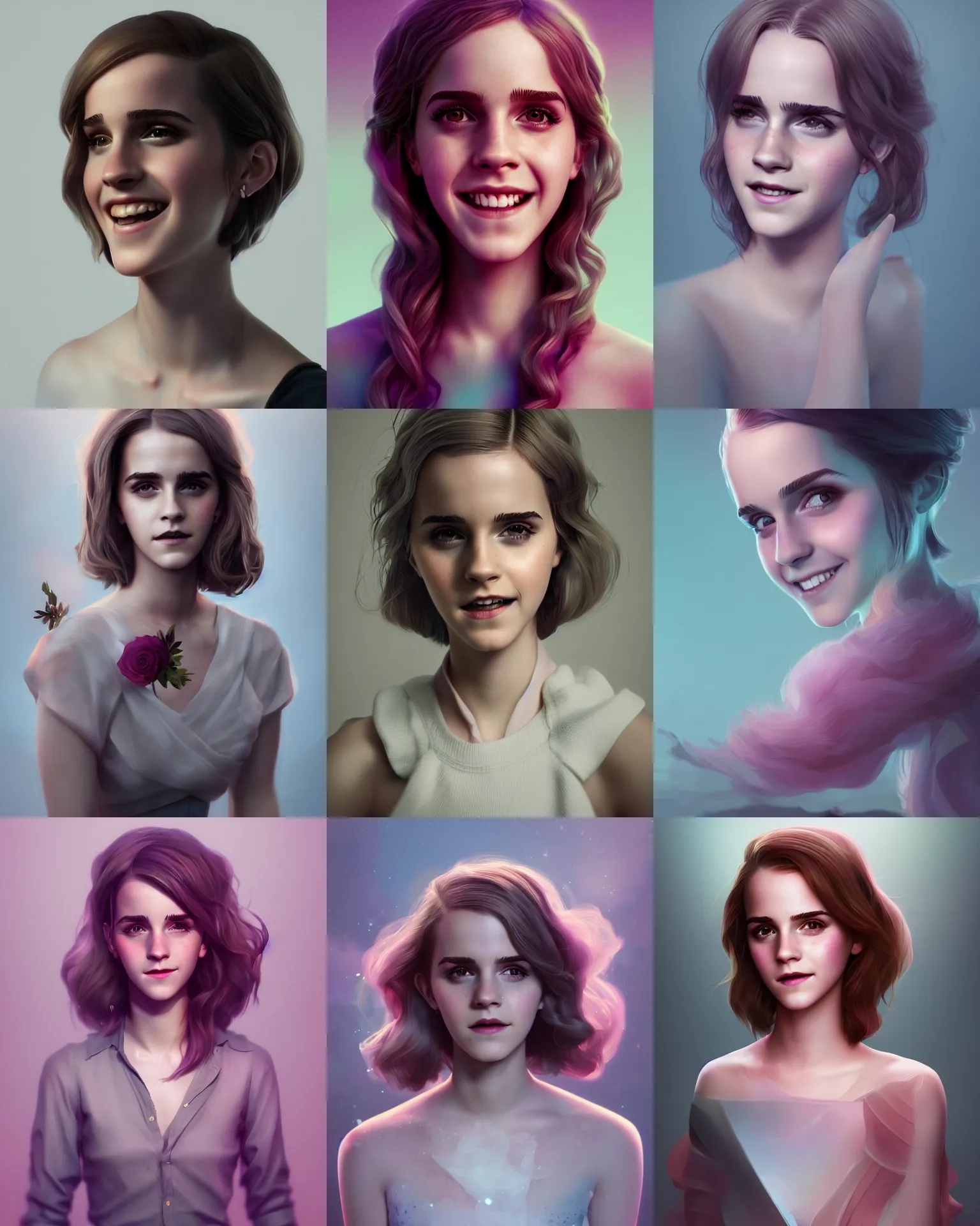 Prompt: Photolab, Lightroom, 4K, Dolby Vision, Photography Award, beautiful full body Emma Watson smiling, photograph by lois van baarle, loish and ross tran and rossdraws, 3D unreal 5, DAZ, hyperrealistic, octane render