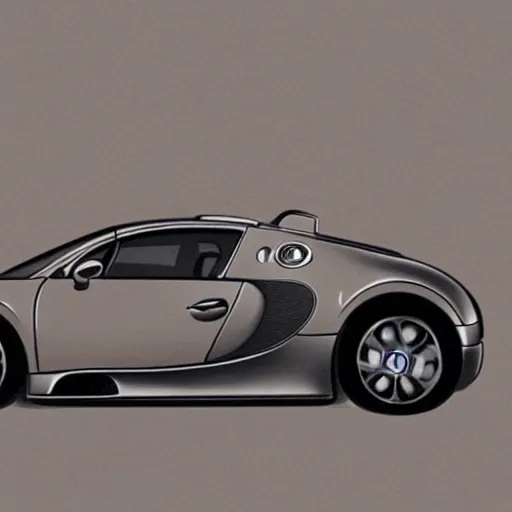 Prompt: drawing of an anthropomorphic bugatti veyron