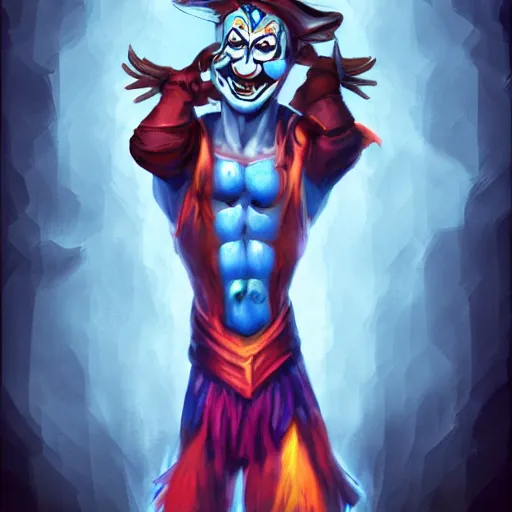 Image similar to buff wizard clown, digital painting, digital art, artstation, devian art, 4 k, hd