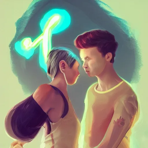 Image similar to sister and brother bond, love, full body, concept art trending on artstation, illustration, devianart, glowing effect, hyperdetailed, hyperreal, golden ratio, rule of thirds, 8 k