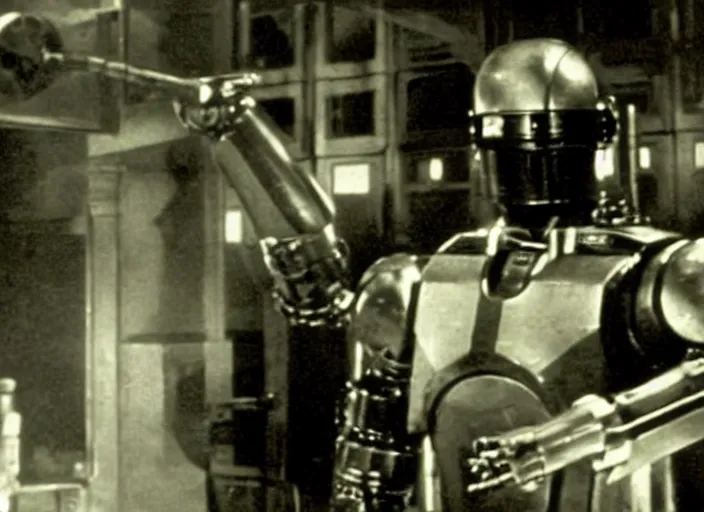 Image similar to scene from the 1 9 1 7 science fiction film robocop