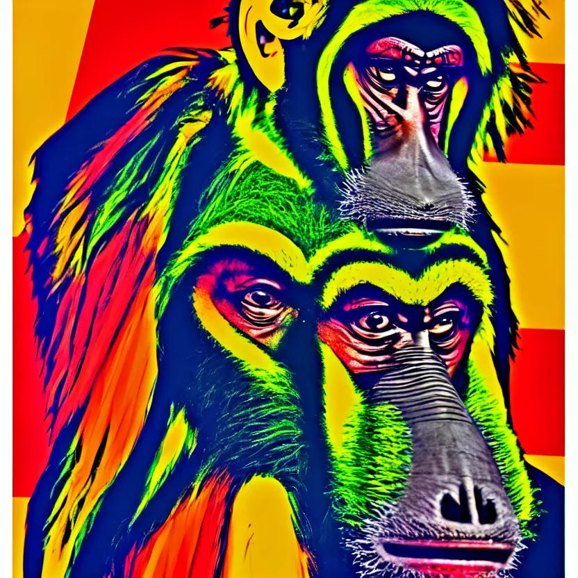 Prompt: Mandrill pop art