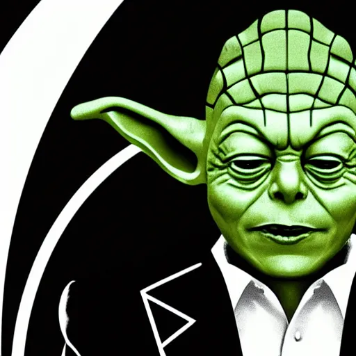 Image similar to elon musk sitting on toilet, but elon musk is yoda