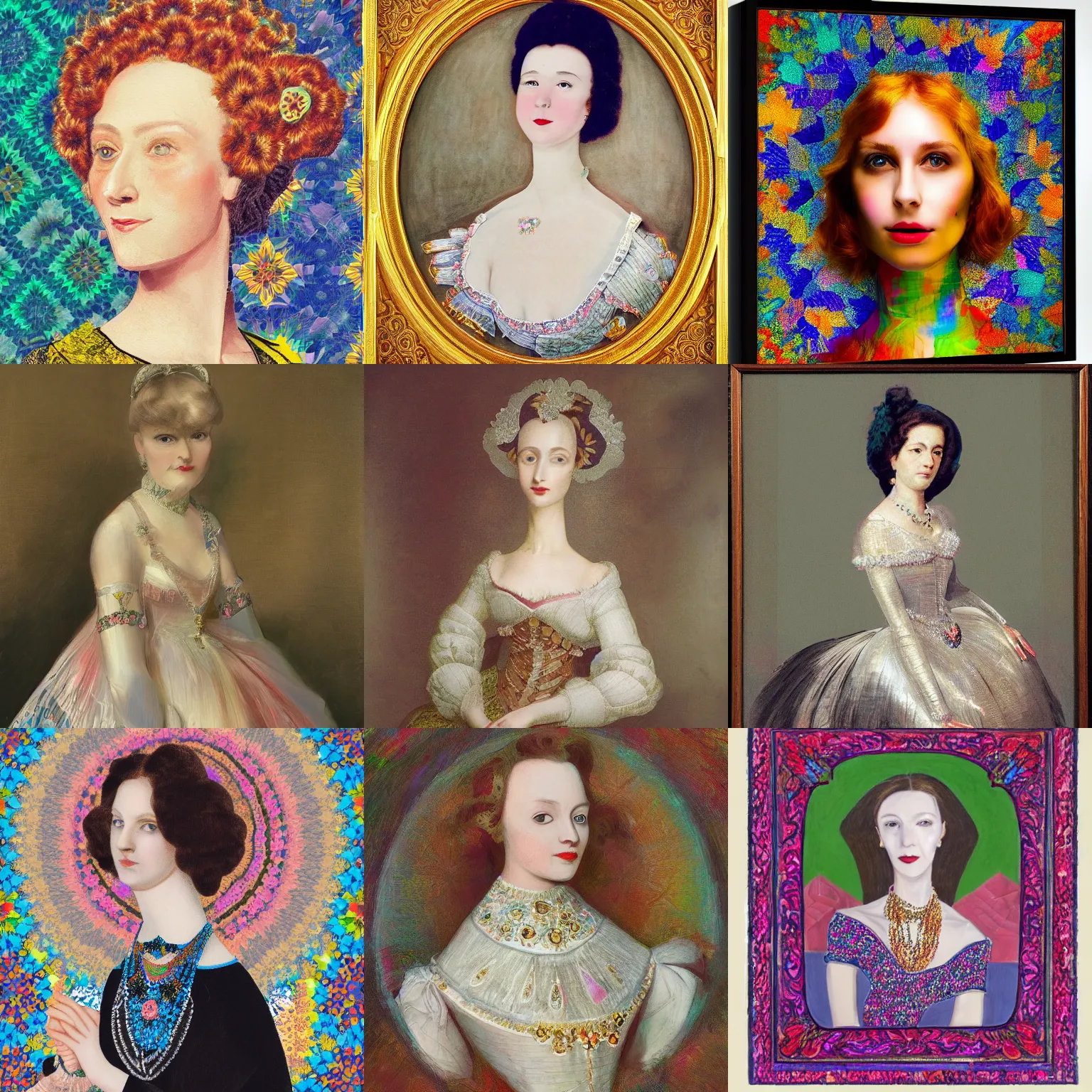 Prompt: a kaleidoscopic portrait of an elegant lady