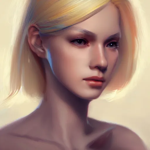 Image similar to a digital painting of a woman with blonde hair, a character portrait by feng zhu, cgsociety, fantasy art, artstation hq, artstation hd, fantasy