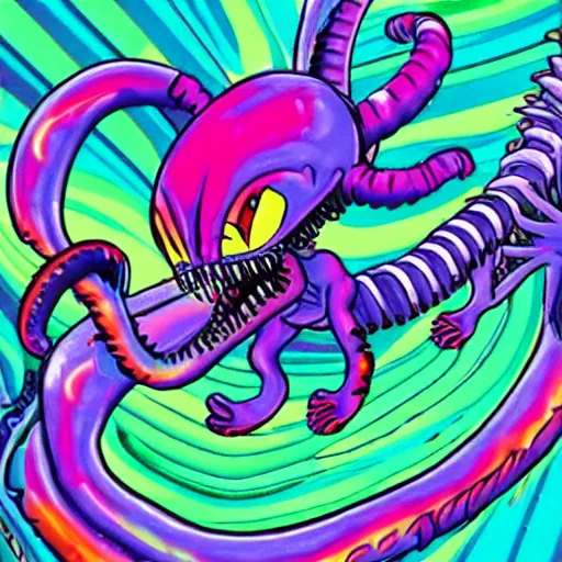 Image similar to lisa frank xenomorph