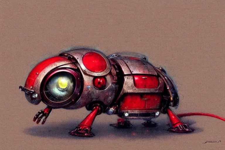 Prompt: adventurer ( ( ( ( ( 1 9 5 0 s retro future robot mouse tachikoma. muted colors. ) ) ) ) ) by jean baptiste monge!!!!!!!!!!!!!!!!!!!!!!!!! chrome red