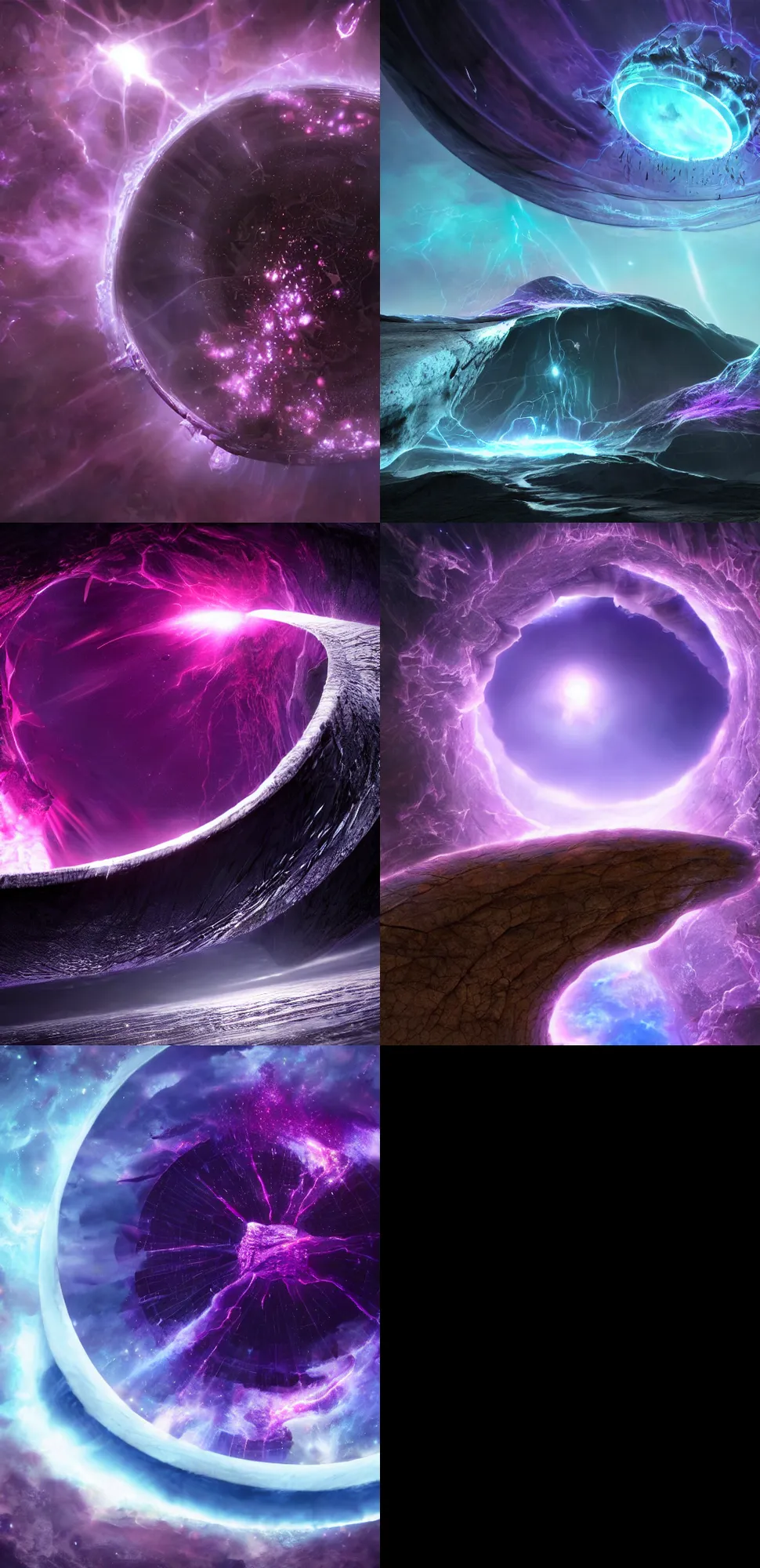 Prompt: Claws of dark energy trying to break free from the magical barrier that looks like a transparent dome 8k resolution artwork beautiful hyperdetailed matte painting trending on Artstation, A simple, purple tide of magic energy waves reflects off the magic transparent dome 8k resolution volumetric lighting