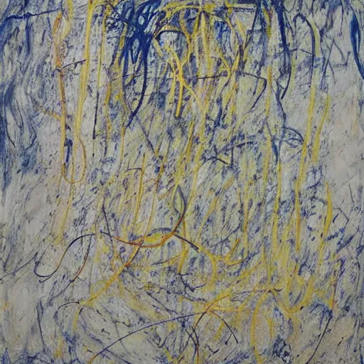 Prompt: large scale painting by cy twombly, high resolution art scan, swirling loops