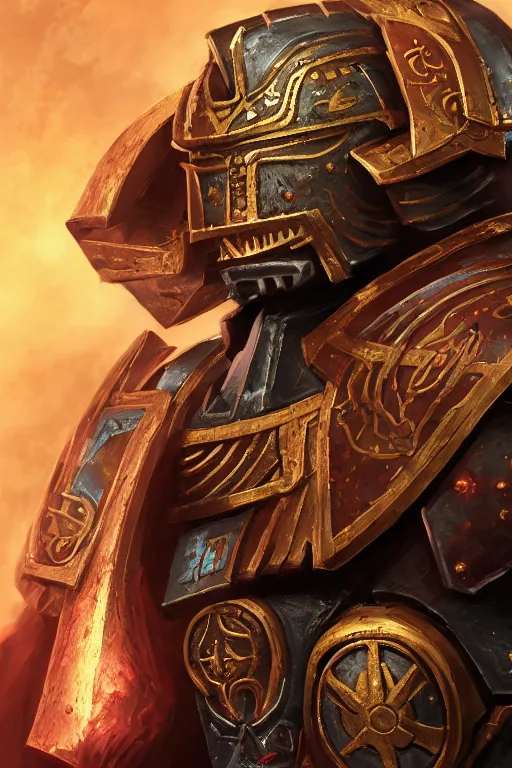 Image similar to armor portrait heros warhammer 4 0 k horus heresy fanart - the primarchs emperor by johannes helgeson animated with vfx concept artist & illustrator global illumination ray tracing hdr fanart arstation zbrush central hardmesh 8 k octane renderer comics stylized